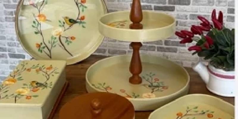 ظروف چوبی نقاشی شده با رنگ آمیزی زیبا و دست ساز